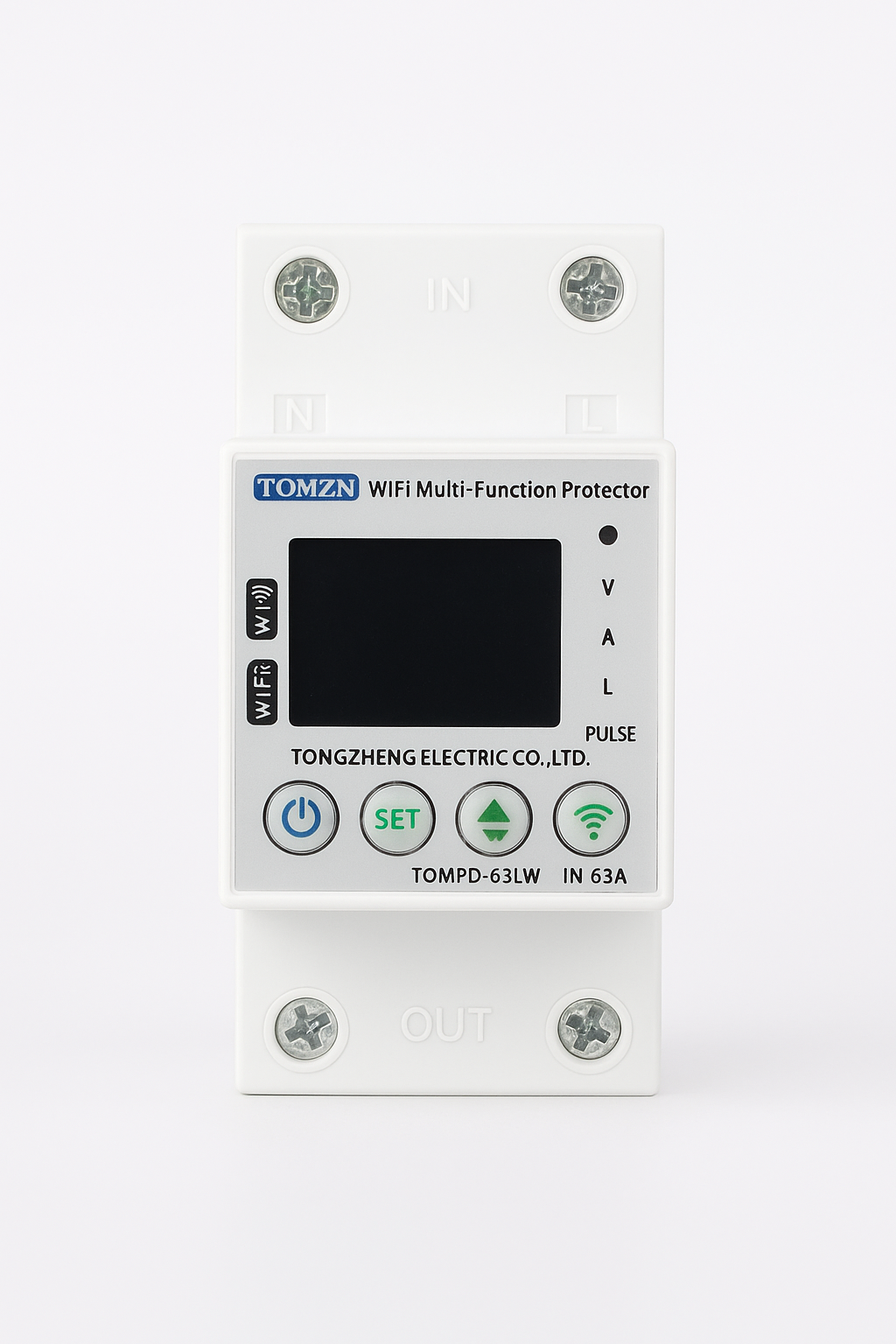 TOMZN WiFi Smart Breaker Multi-Function Protector 63A | Voltage, Current & kWh Monitoring | Load Cut-Off Limit Feature | Tuya & Alexa Compatible